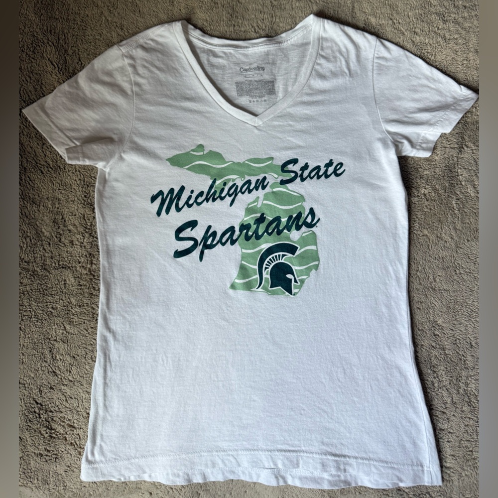 Michigan State Spartans White V‑Neck Tee